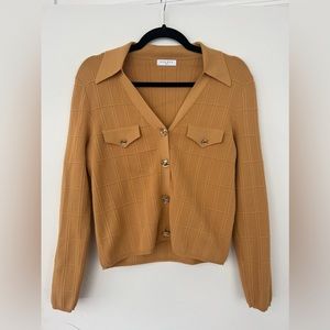 Sandro button up cardigan sweater gold